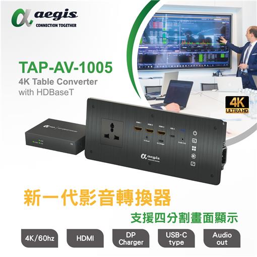 多功能4K影音轉換器 會議影像控制器 螢幕切換器 多進多出HDMI訊號分配器 崁入式萬國插座嵌牆嵌桌 TAP-AV-1005訊號切換器