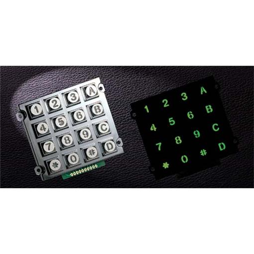4x4 Waterproof Metal Keypad with Green Backlight