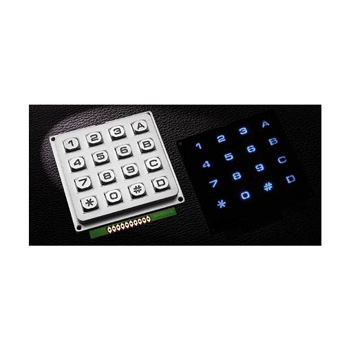 4x4 Waterproof Metal Keypad with Blue Backlight