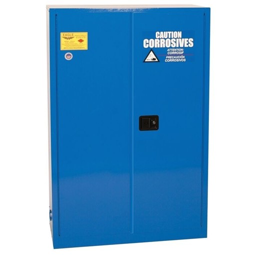 45 Gallon, 2 Door, 2 Shelves, Manual Close, Metal Corrosive Safety Cabinet, Blue - CRA47X