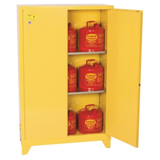 45 Gallon Fire Cabinet, 2 Shelves, 2 Doors, Manual Close, Tower, Yellow - 1947XLEGS