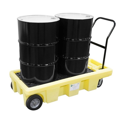 2 Drum Poly Spill Cart All-Terrain, Yellow