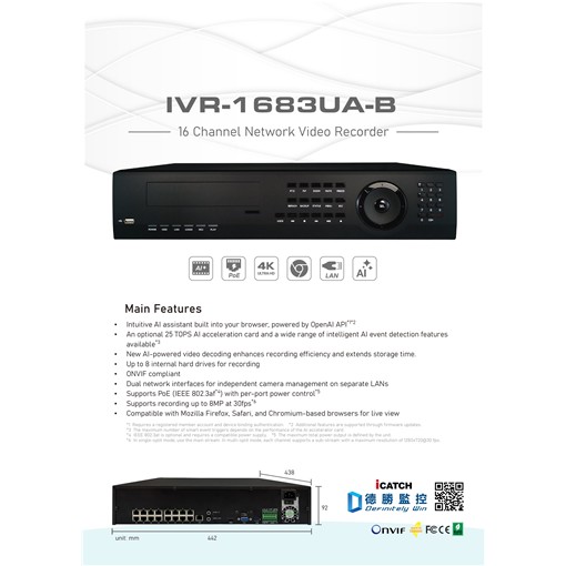 IVR-1683UA-B  16 Channel Network Video Recorder